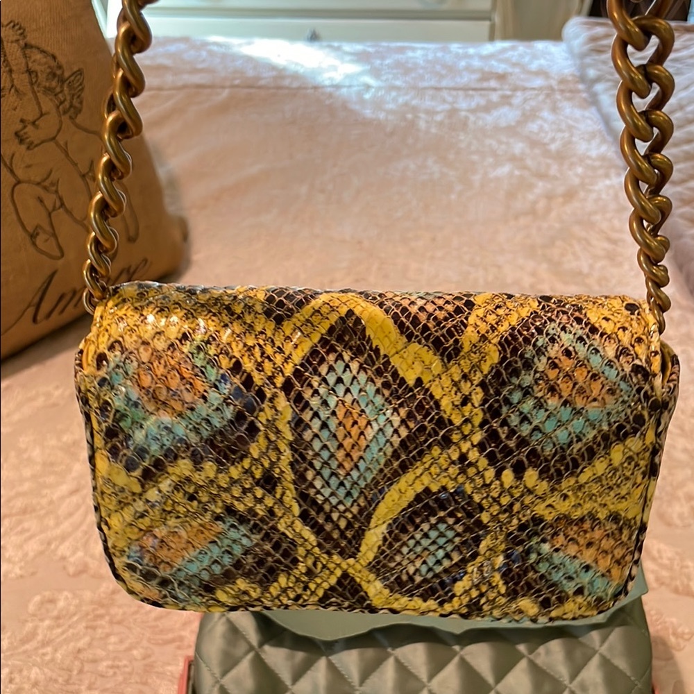 Gucci Multicolor Yellow Python Small Shoulder Bag… - image 3